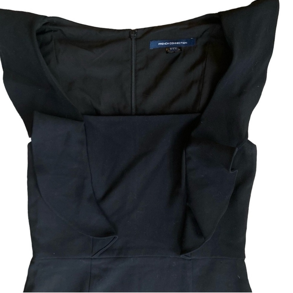 French Connection women’s size 6 black ruffled v-neck cocktail mini dress